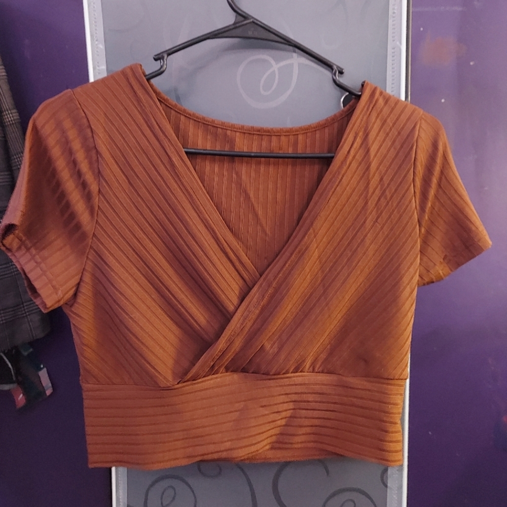Brown Crossover Crop Top